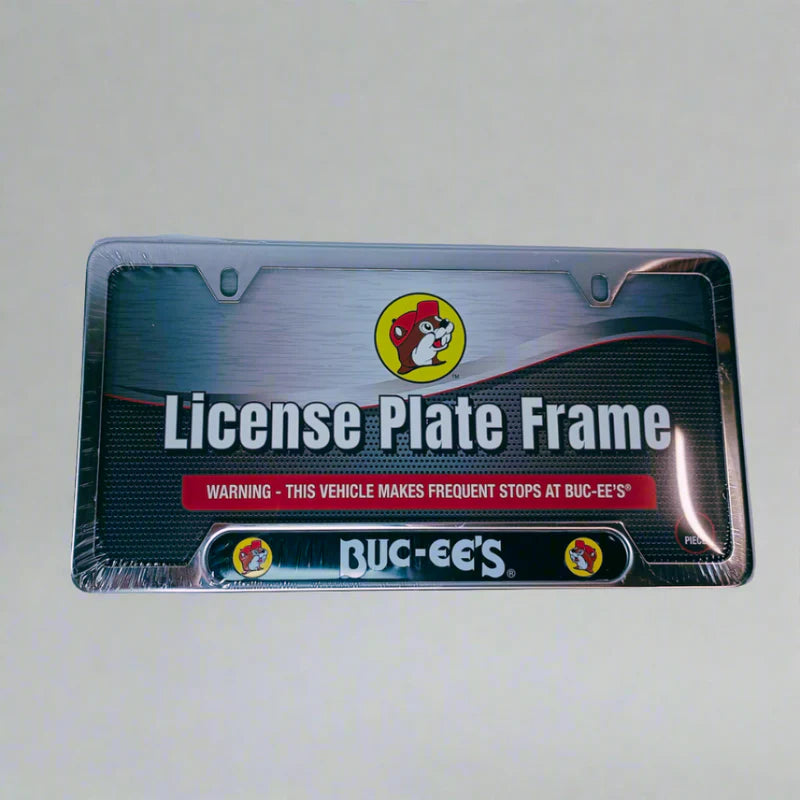 Buc-ee's Authentic Mascot Logo License Plate Frame (Stainless Steel)