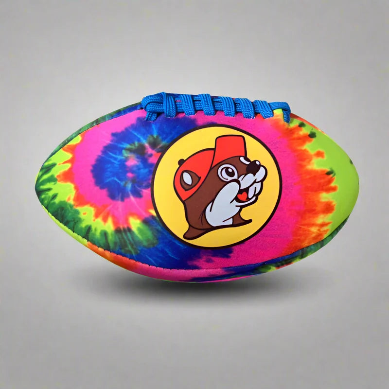 Buc-ee’s Tie Dye Football, Colorful Patterned Sports Ball for Backyard, Park, Outdoor Games & Recreational Play
