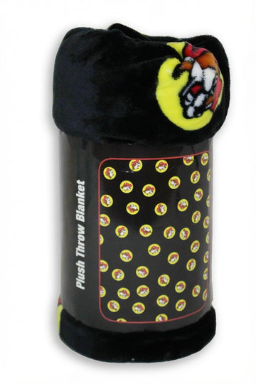 Buc-ee's Fuzzy Black Logo Throw Blanket