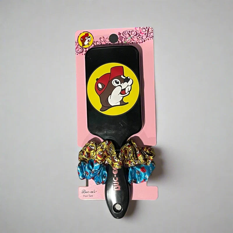 Authentic Buc-ee's Hair Brush & Scrunchie Set