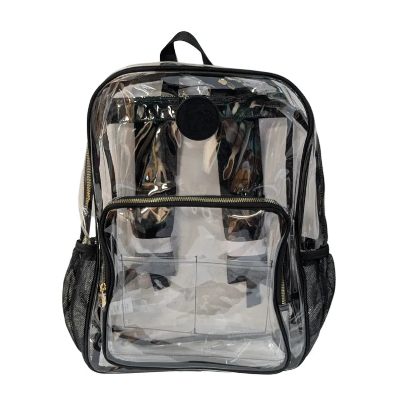 Buc-ee’s Clear Backpack, 17-Inch Transparent PVC School & Stadium Bag with Padded Straps, 17" x 12" x 5"