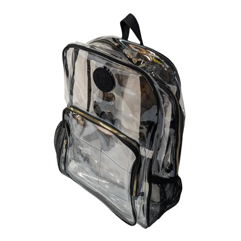 Buc-ee’s Clear Backpack, 17-Inch Transparent PVC School & Stadium Bag with Padded Straps, 17" x 12" x 5"