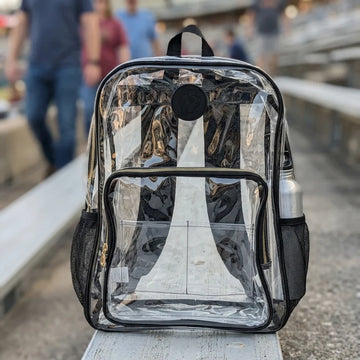 Buc-ee’s Clear Backpack, 17-Inch Transparent PVC School & Stadium Bag with Padded Straps, 17" x 12" x 5"