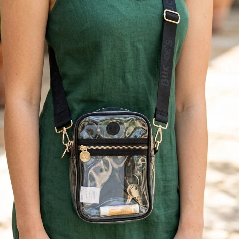 Buc-ee’s Clear Crossbody Stadium Bag, Small Transparent PVC Concert & Event Bag with Adjustable Strap, 8.5" x 6" x 2"