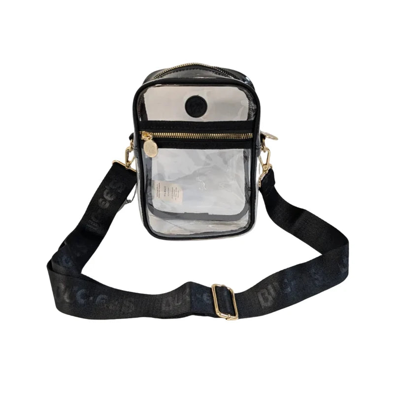 Buc-ee’s Clear Crossbody Stadium Bag, Small Transparent PVC Concert & Event Bag with Adjustable Strap, 8.5" x 6" x 2"