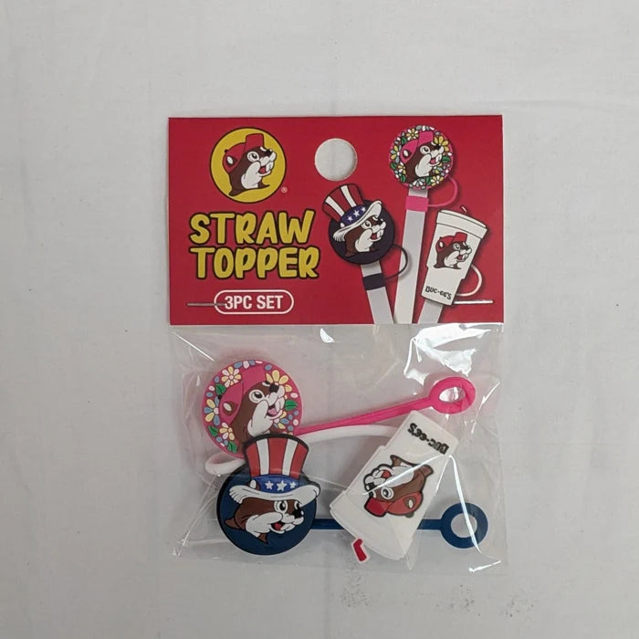 Buc-ee's 3-Pack Silicone Straw Toppers