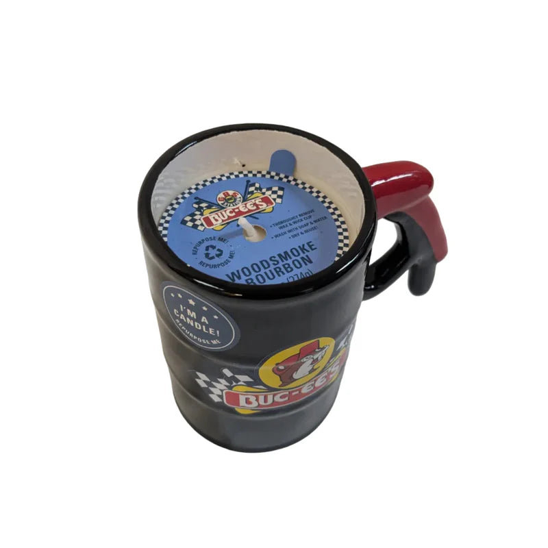 Buc-ee's Gas Pump Handle Woodsmoke Bourbon Ceramic Candle