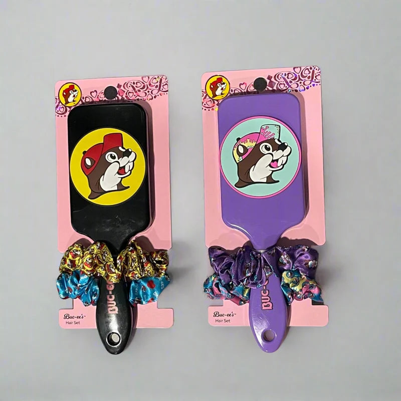 Authentic Buc-ee's Hair Brush & Scrunchie Set