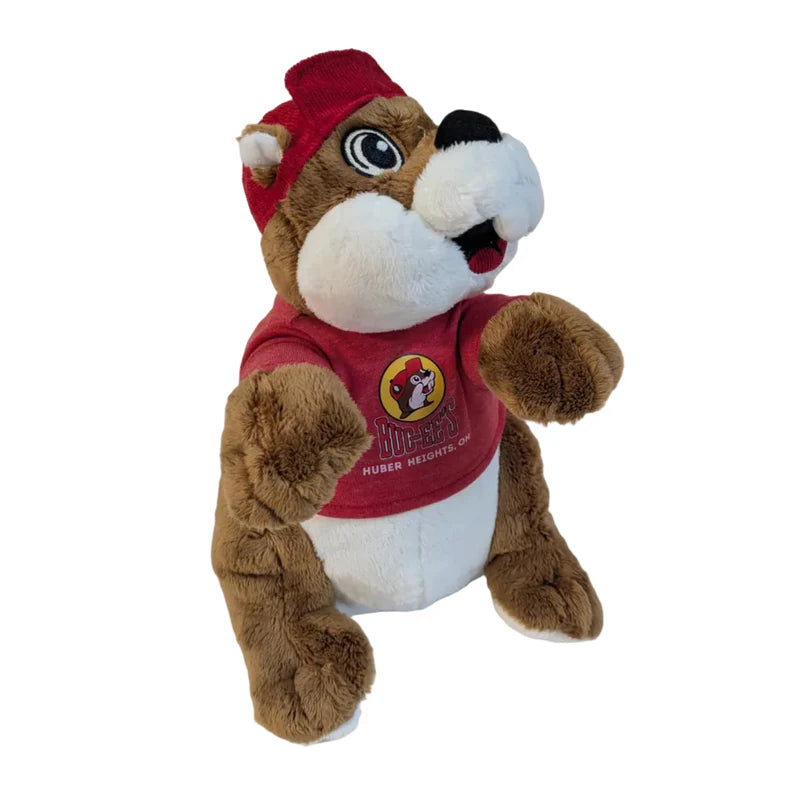 Buc-ee’s Huber Heights, OH Plush Beaver, 12-Inch Stuffed Animal with Red Cap & T-Shirt, Ohio Collectible Gift
