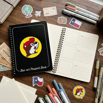 Buc-ee’s Passport Book, Road Trip Travel Journal & Location Logbook with Photo, Sticker & Notes Pages
