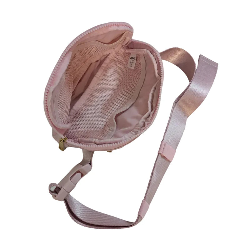 Buc-ee’s Pink Crossbody Belt Bag, Adjustable Fanny Pack & Waist Bag with Zipper Pockets, Small Travel & Everyday Bag