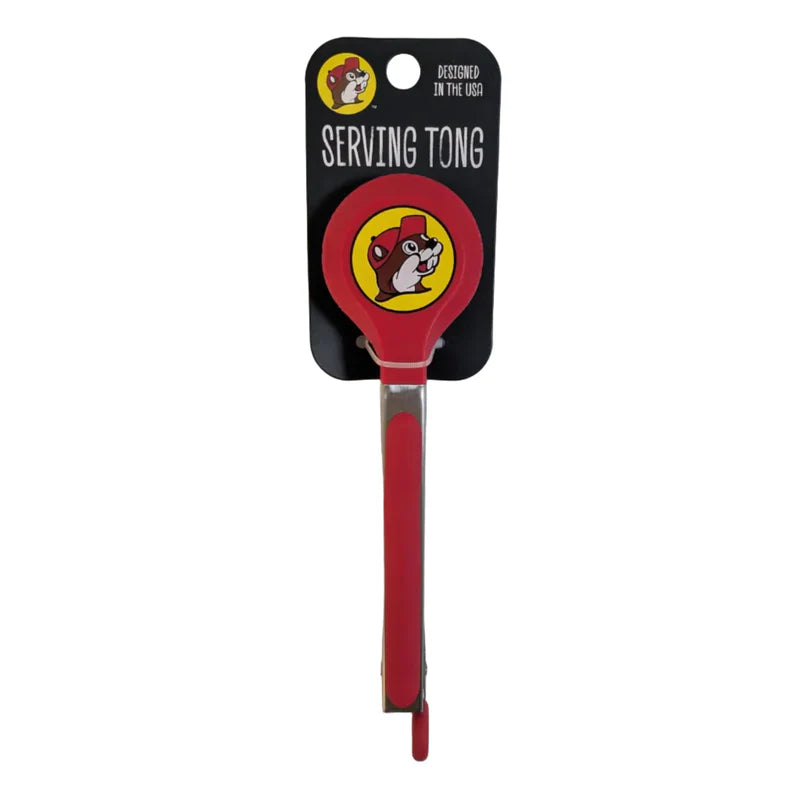 Buc-ee's Red Silicone & Stainless Steel Serving Tongs