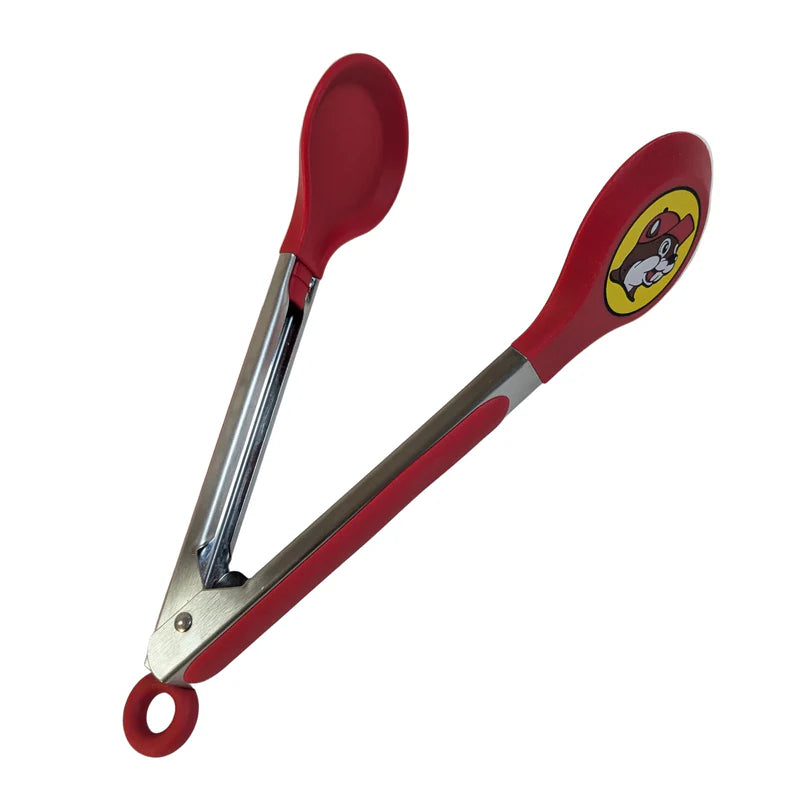 Buc-ee's Red Silicone & Stainless Steel Serving Tongs