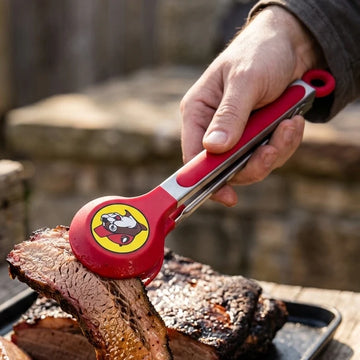 Buc-ee's Red Silicone & Stainless Steel Serving Tongs