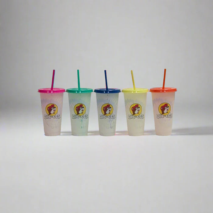 Buc-ee's Color-Changing Tie-Dye 24oz Tumblers (5-Pack)