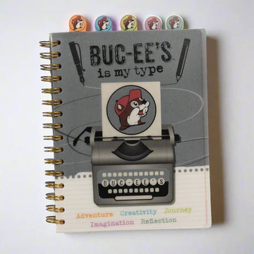 Buc-ee’s Spiral-Bound Notebook Journal, Typewriter Design Writing Notebook with Tabbed Dividers for School, Work & Journaling