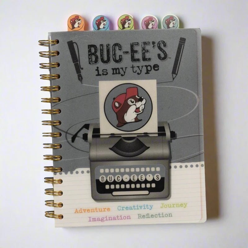 Buc-ee’s Spiral-Bound Notebook Journal, Typewriter Design Writing Notebook with Tabbed Dividers for School, Work & Journaling