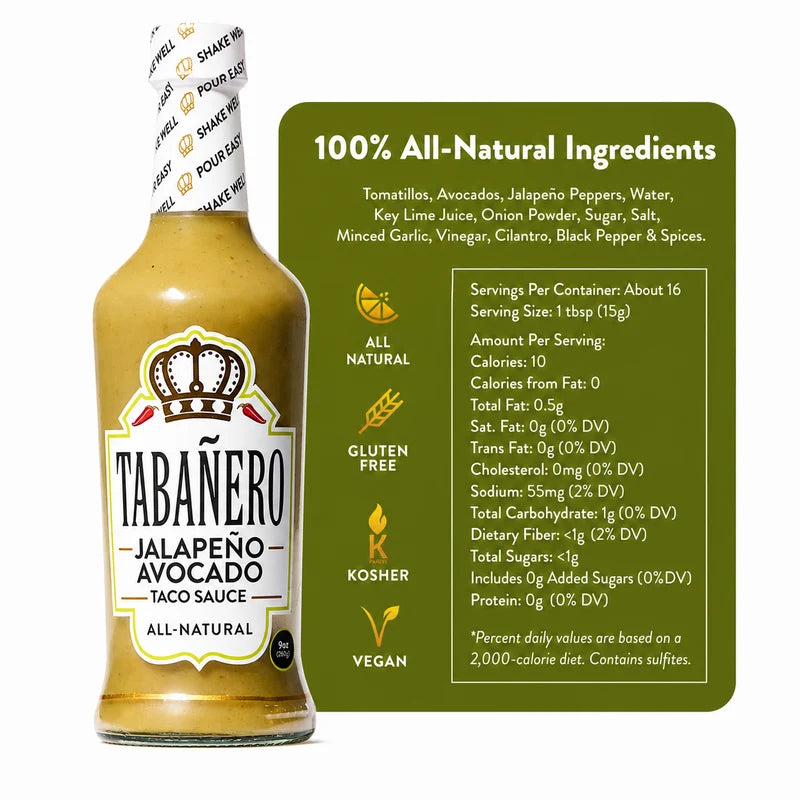 Authentic Tabañero Jalapeño Avocado Taco Sauce (9 oz.)