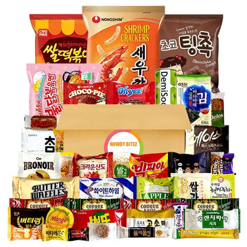Asian Snack Box - 34 Assortment of Snacks. Sweet and Savory Chips, Ramen, Drinks, Biscuits, Cookies, Pies, Candies, Jellies and More - Multipack, Gift