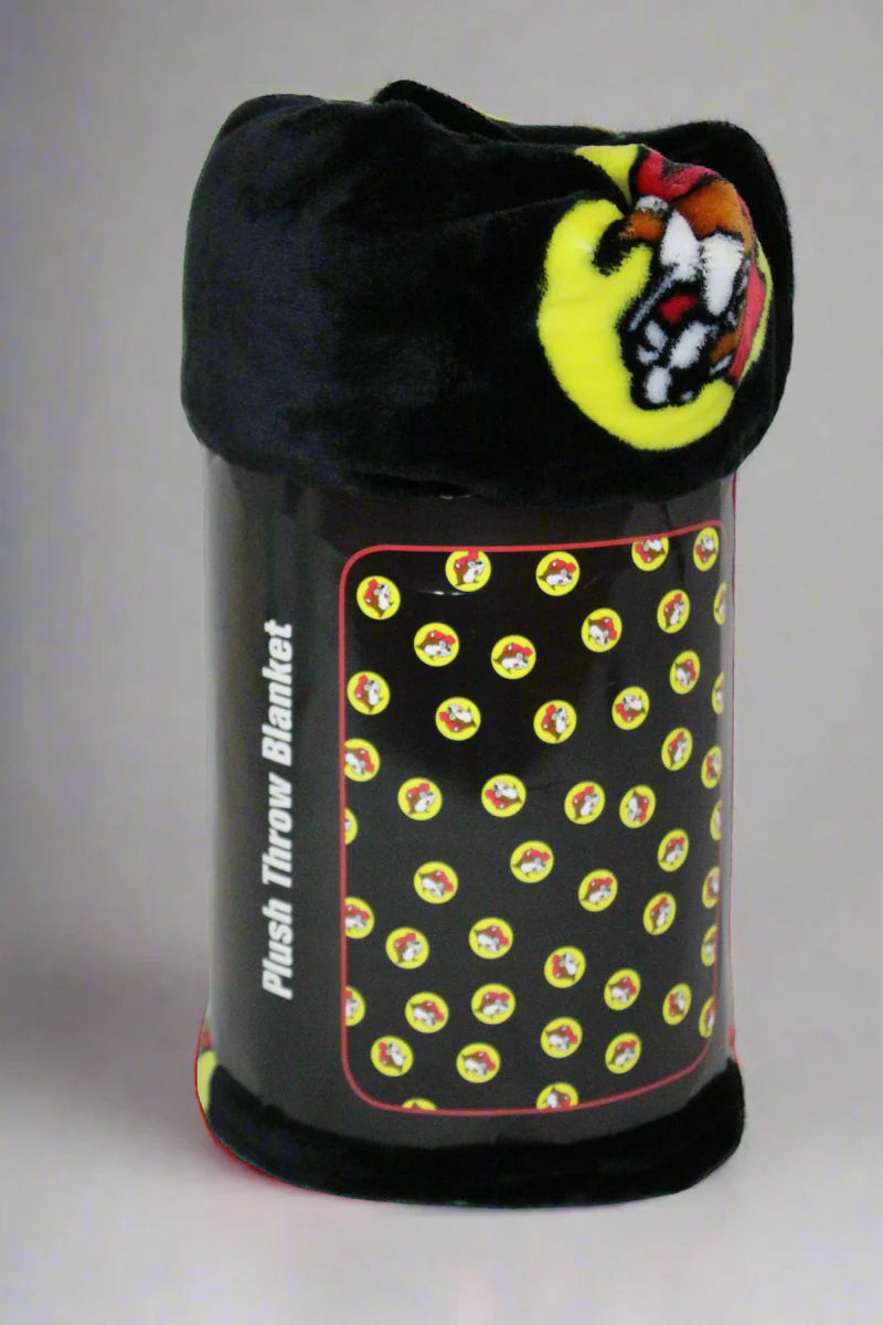 Buc-ee's Fuzzy Black Logo Throw Blanket