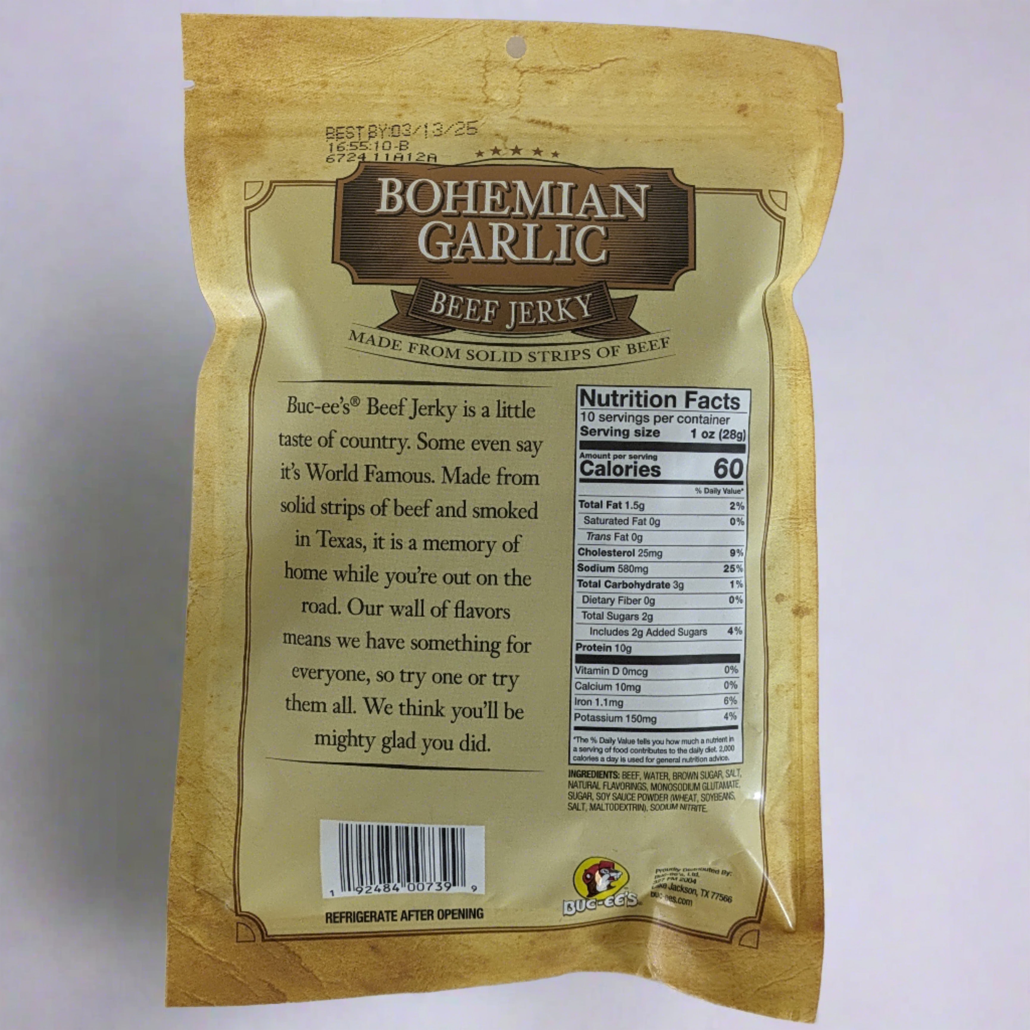 Buc-ee's Bohemian Recipe Garlic Beef Jerky