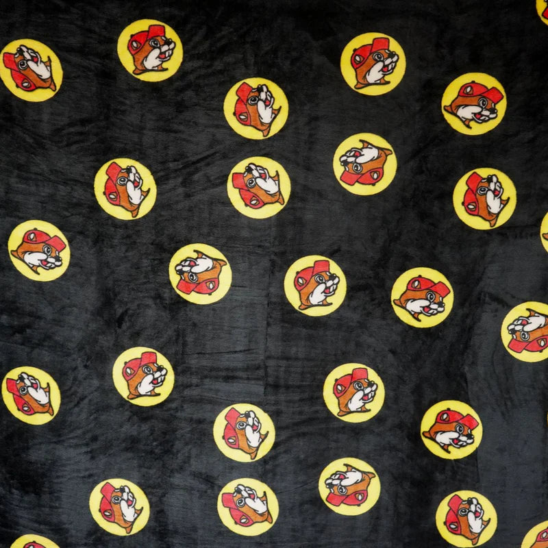 Buc-ee's Fuzzy Black Logo Throw Blanket