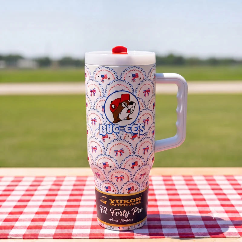 Buc-ee's Americana Flags & Bows 40oz Fit Forty Pro Tumbler
