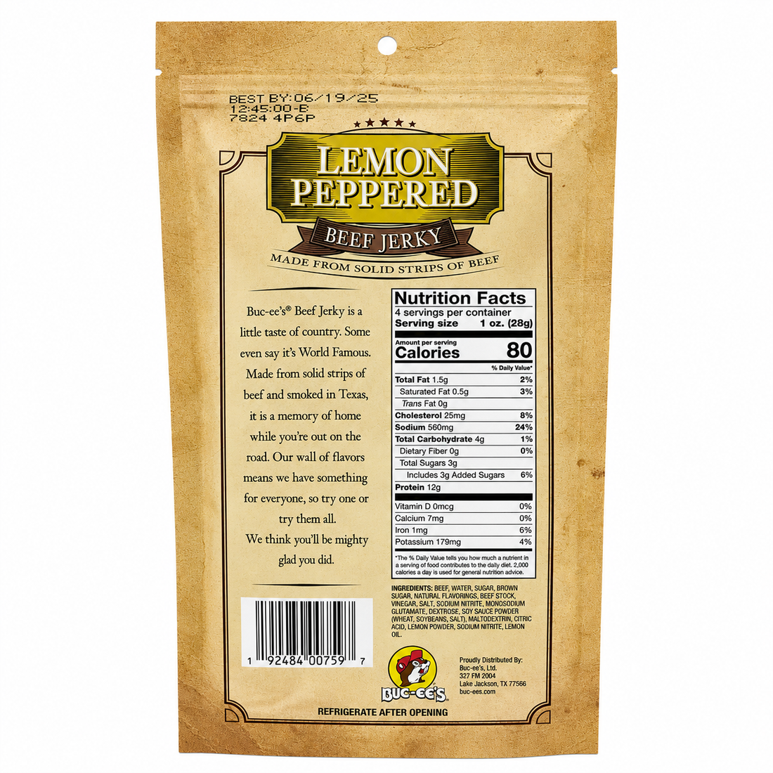 Buc-ee's Lemon Peppered Beef Jerky