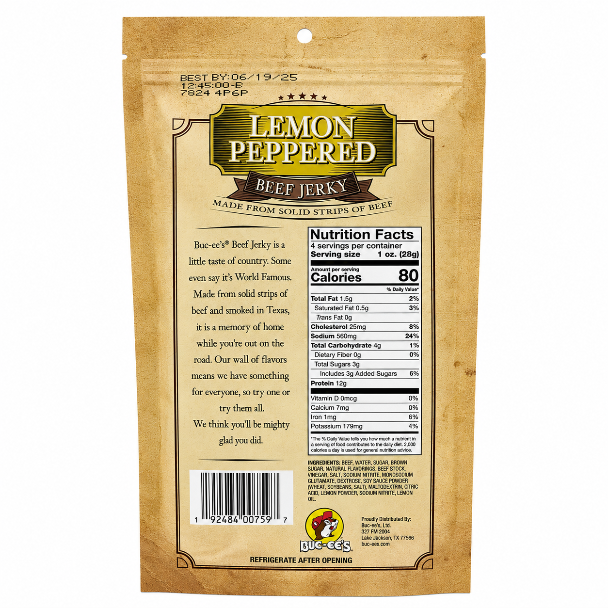 Buc-ee's Lemon Peppered Beef Jerky