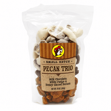 Buc-ee's Pecan Trio - Milk Chocolate, White Fudge & Honey Glazed Pecans